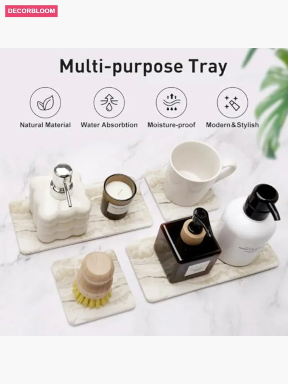 Set of 4 Quick Dry Diatomite Kitchen Sink Soap Tray Coasters